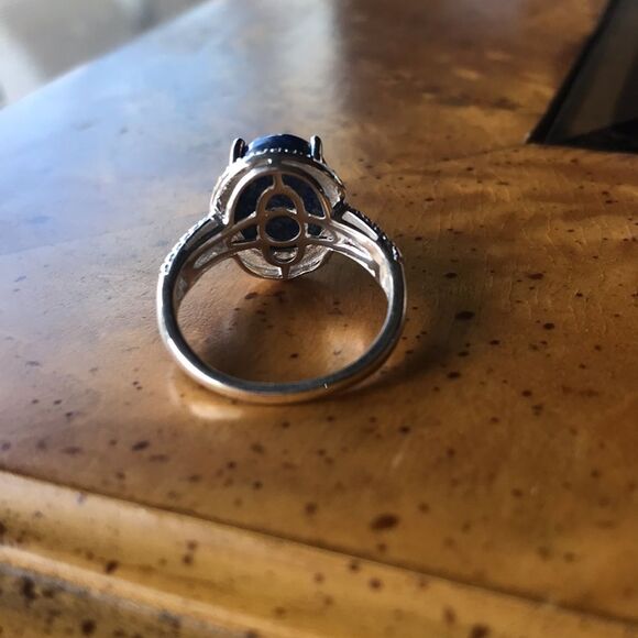 Natural Lapis Lazuli Sterling Silver Ring Size 7 - Picture 6 of 7
